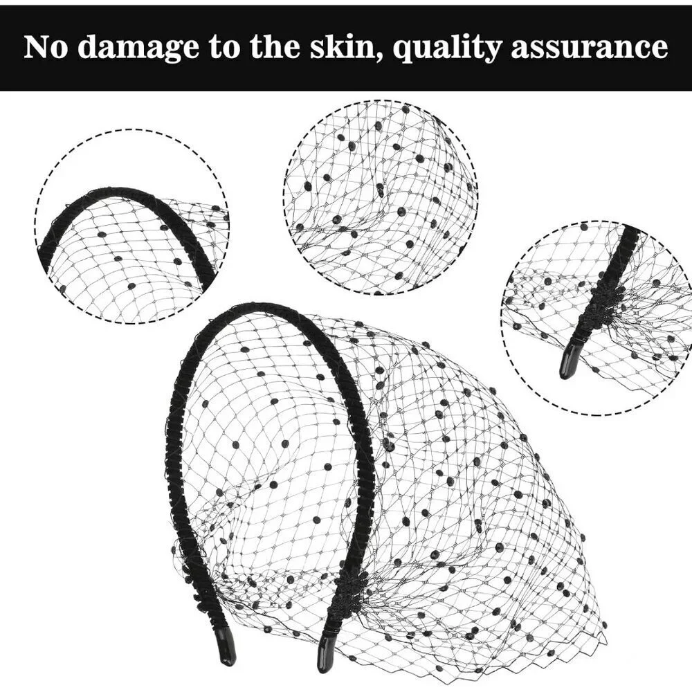 Black Mesh Veil Headband for Women Bridal Wedding Tea Party Fascinator